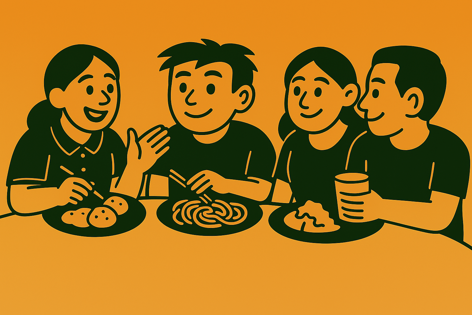 Students eating together