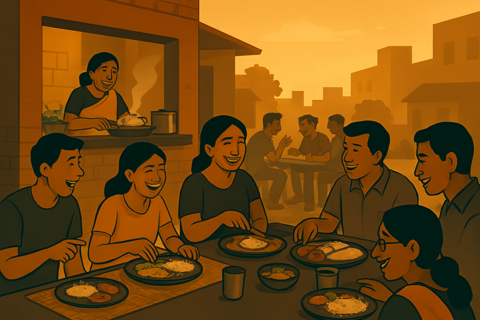 People sharing a meal together
