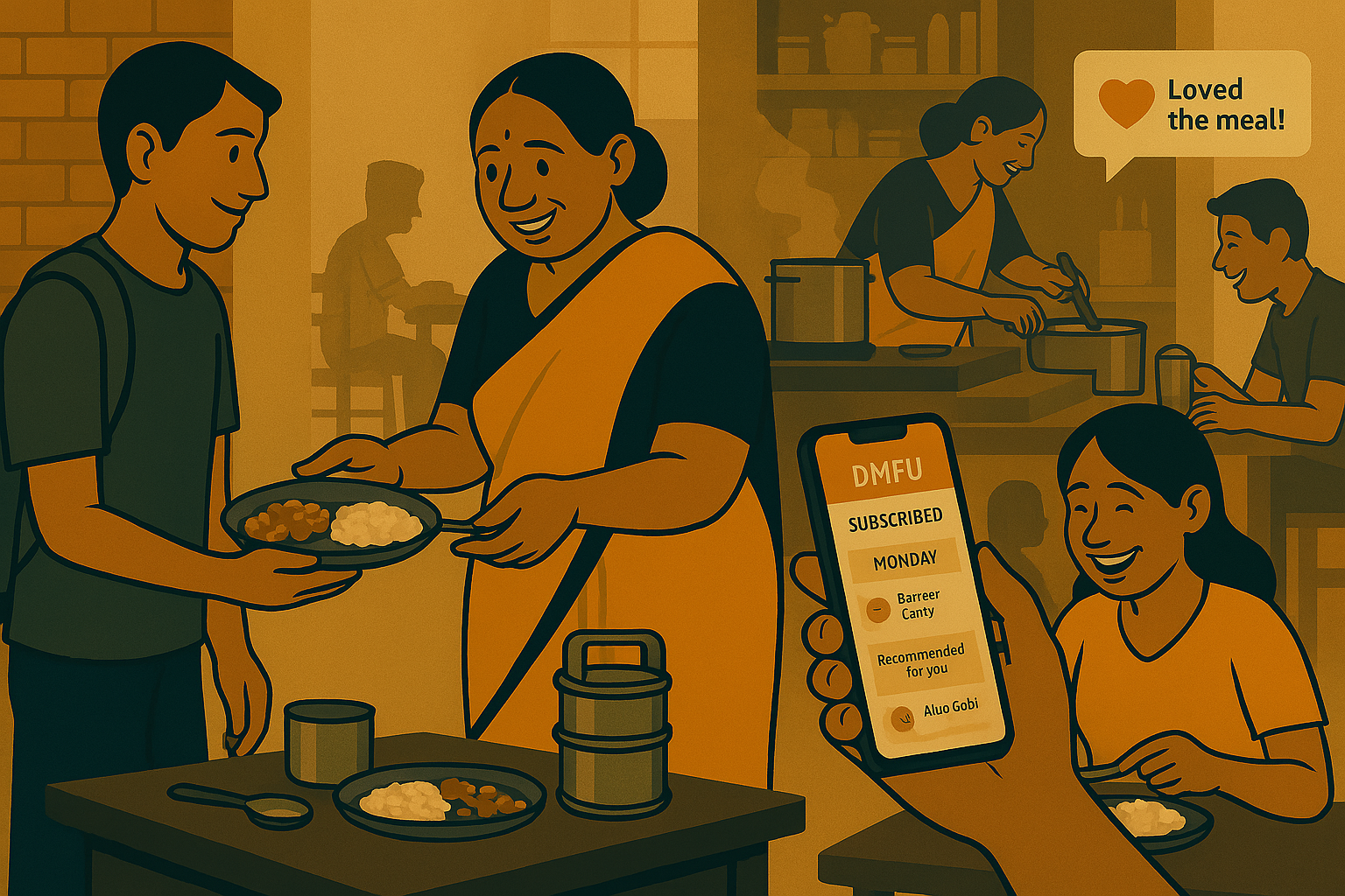 Mobile app interface showing food delivery